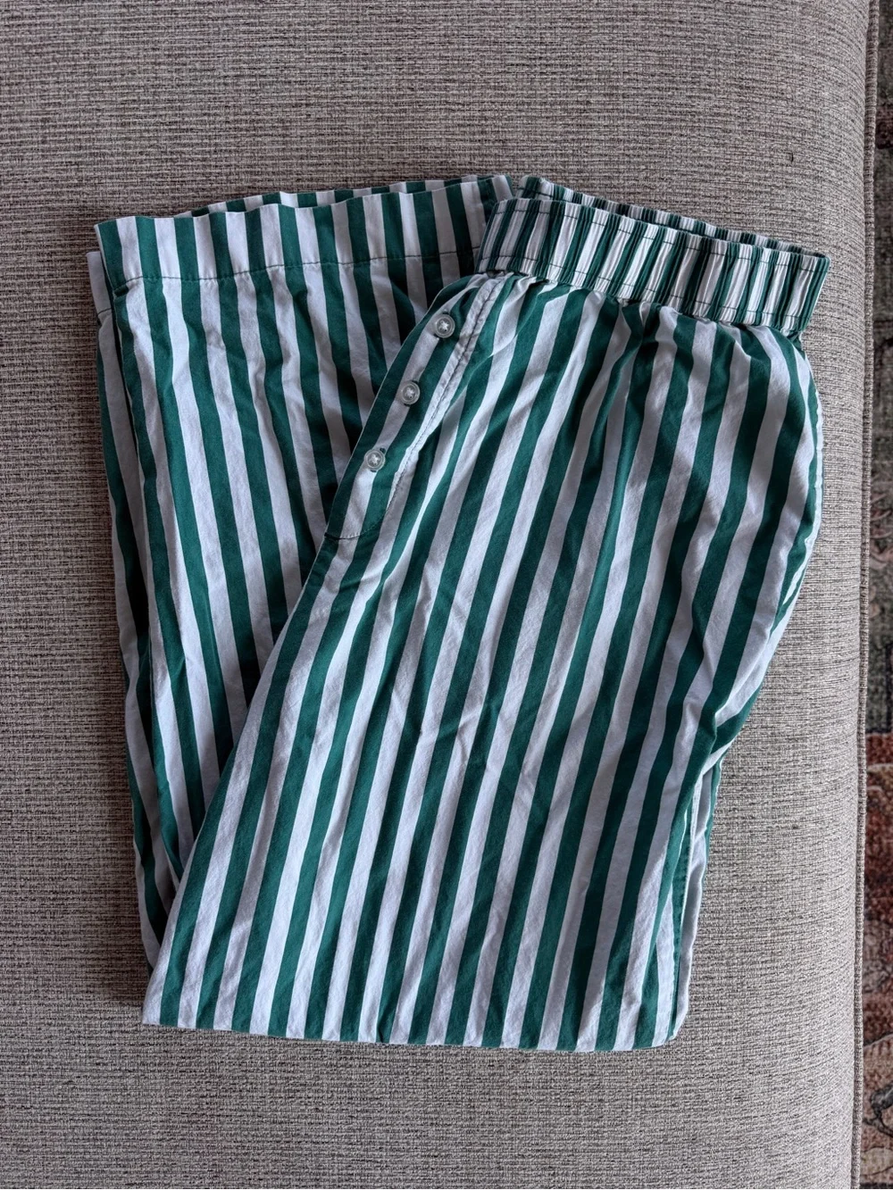 Brayson Green & White Striped Pajama Lounge Pants Size Medium